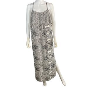 Anthropologie Vanessa Virginia Geometric Maxi Dress Black Cream Size 6